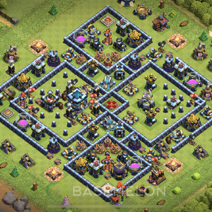Rathaus Level 13 Verteidigung Base, Anti Air, Anti 3 Sterne, Layout #546
