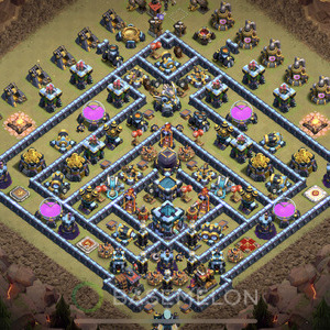 Town Hall Level 13 War Base Design, Anti Everything, Hybrid, Layout #547