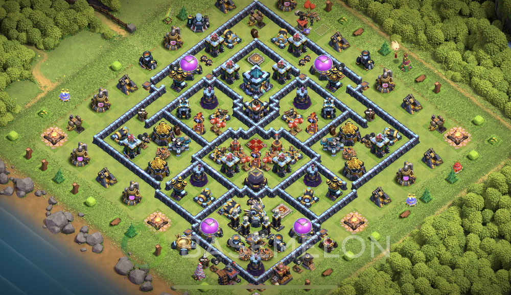 Town Hall Level 13 Trophy/Defense Base Design 2024, Anti Everything, Hybrid, Layout #621