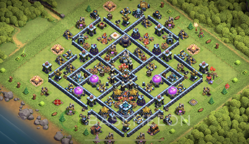 Town Hall Level 13 Farm Base Design 2024, Anti Everything, Hybrid, Layout #773