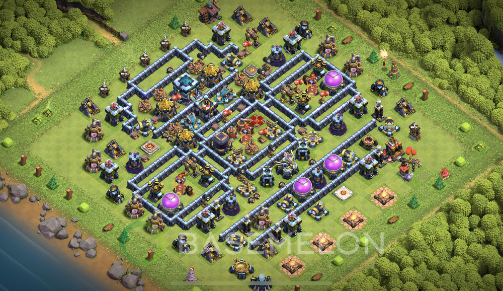 Town Hall Level 13 Farm Base Design 2024, Anti Everything, Hybrid, Layout #806