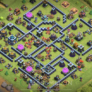 Town Hall Level 13 Trophy/Defense Base Design 2025, Hybrid, Layout #874