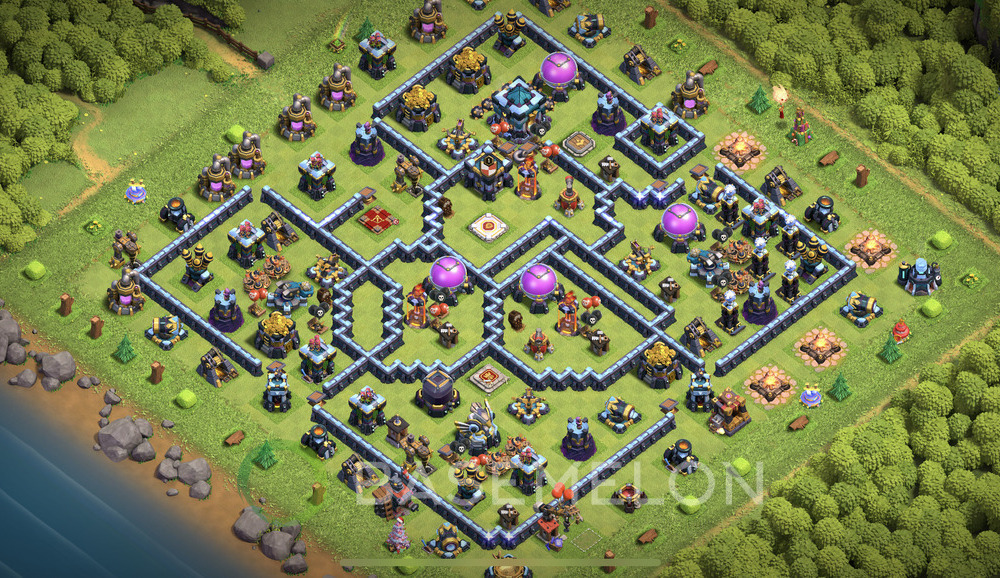 Town Hall Level 13 Trophy/Defense Base Design 2024, Anti 3 Stars, Layout #891