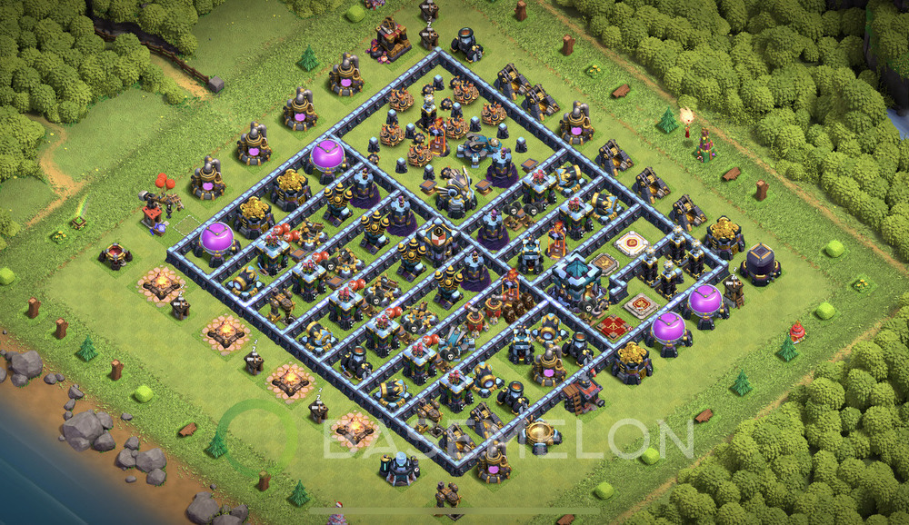 Town Hall Level 13 Trophy/Defense Base Design 2025, Anti Everything, Layout #907