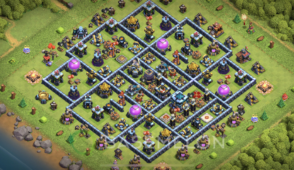 Town Hall Level 13 Trophy/Defense Base Design 2025, Anti 3 Stars, Hybrid, Layout #961