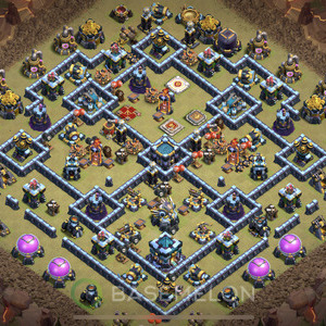 Town Hall Level 13 War Base Design 2025, Anti 3 Stars, Anti Air, Layout #976