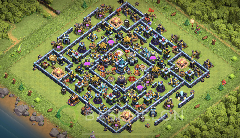 Town Hall Level 13 Farm Base Design 2024, Anti Everything, Hybrid, Layout #981