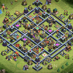 Rathaus Level 14 Farmen Base, Hybrid, Anti Air, Layout #100
