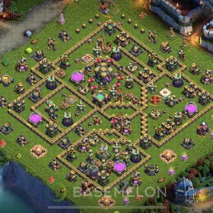 Rathaus Level 14 Verteidigung Base 2025, Anti 3 Sterne, Layout #1095