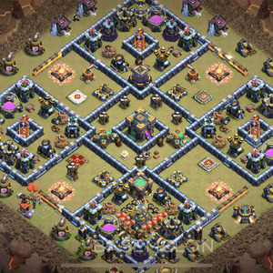 Town Hall Level 14 War Base Design 2025, Anti 2 Stars, Hybrid, Layout #1347