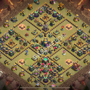 Town Hall Level 14 War Base Design 2025, Anti 2 Stars, Hybrid, Layout #1347
