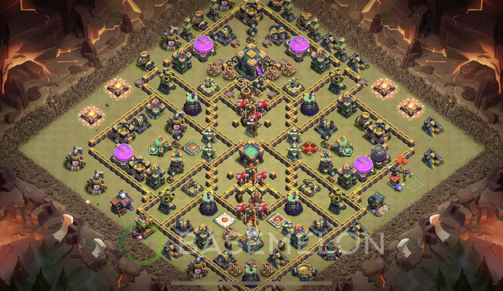 Town Hall Level 14 War Base Design 2025, Anti Everything, Hybrid, Layout #1393