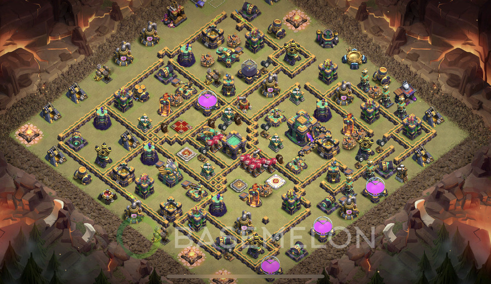 Town Hall Level 14 War Base Design 2025, Anti 3 Stars, Layout #1410