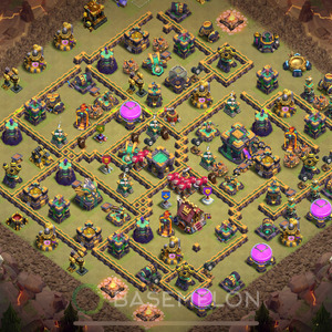 Town Hall Level 14 War Base Design 2025, Anti 3 Stars, Layout #1410