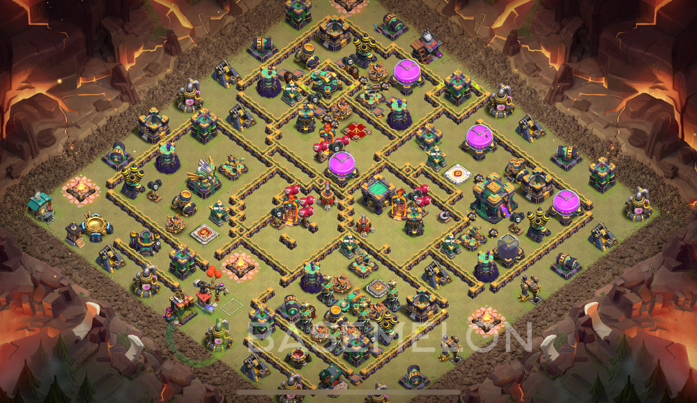 Town Hall Level 14 War Base Design 2025, Hybrid, Layout #1466