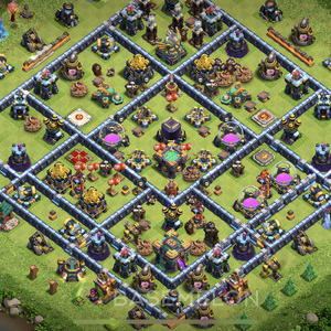 Rathaus Level 14 Farmen Base 2025, Hybrid, Anti Air, Layout #1521
