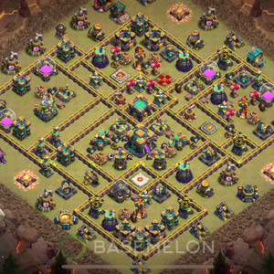 Town Hall Level 14 War Base Design, Anti 3 Stars, Layout #155