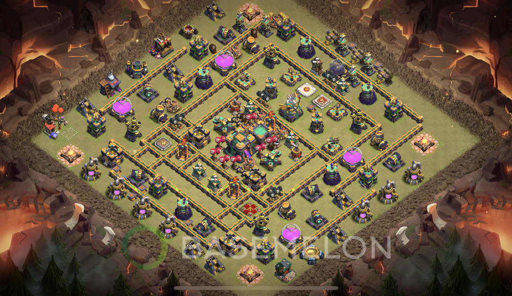 Town Hall Level 14 War Base Design 2025, Anti 3 Stars, Layout #1627
