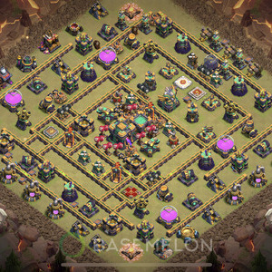 Town Hall Level 14 War Base Design 2025, Anti 3 Stars, Layout #1627