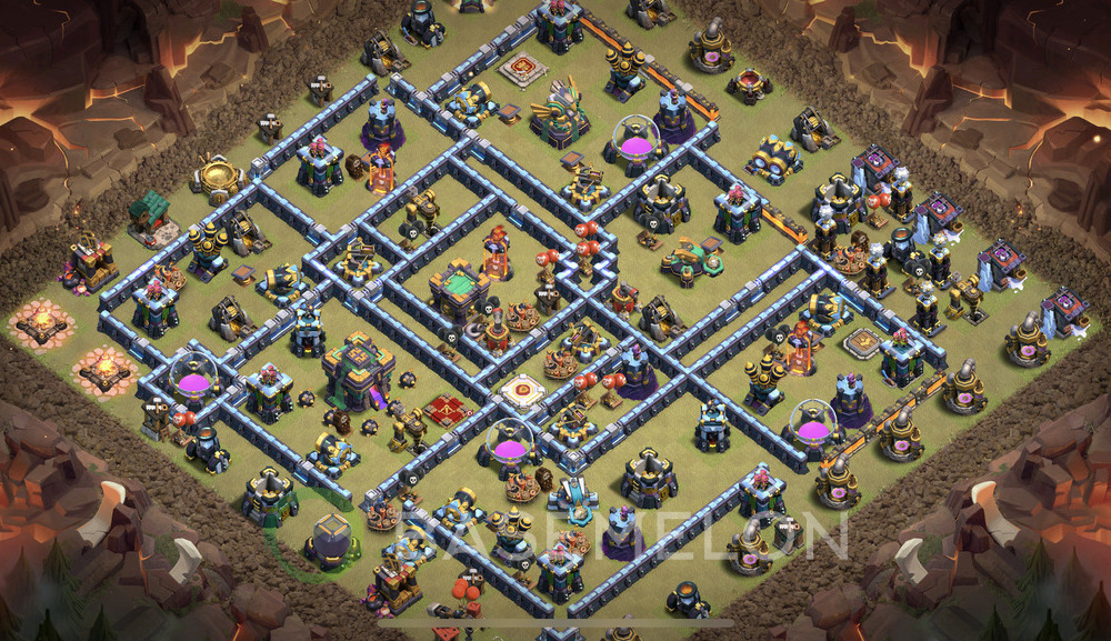 Hôtel de Ville Level 14 Guerre GDC Base  2025, Anti 3 Étoiles, Anti Tout, Village #1667