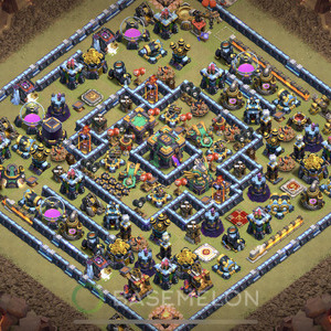Town Hall Level 14 War Base Design, Anti 2 Stars, Anti Air, Layout #167