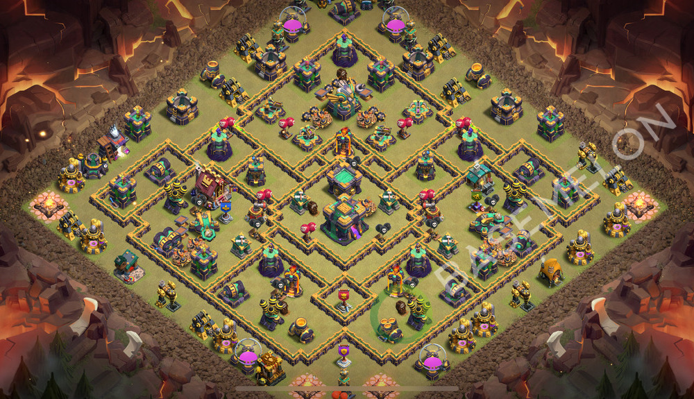 Aldea del Ayuntamiento Nivel 14 para Guerra, Anti 2 Estrellas, Liga Leyenda Diseño 2026, #1705