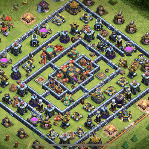 Town Hall Level 14 Trophy/Defense Base Design 2025, Anti 3 Stars, Hybrid, Layout #1708