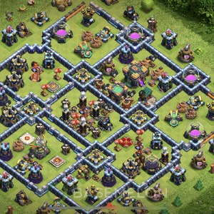 Town Hall Level 14 Trophy/Defense Base Design 2025, Anti 3 Stars, Hybrid, Layout #1751