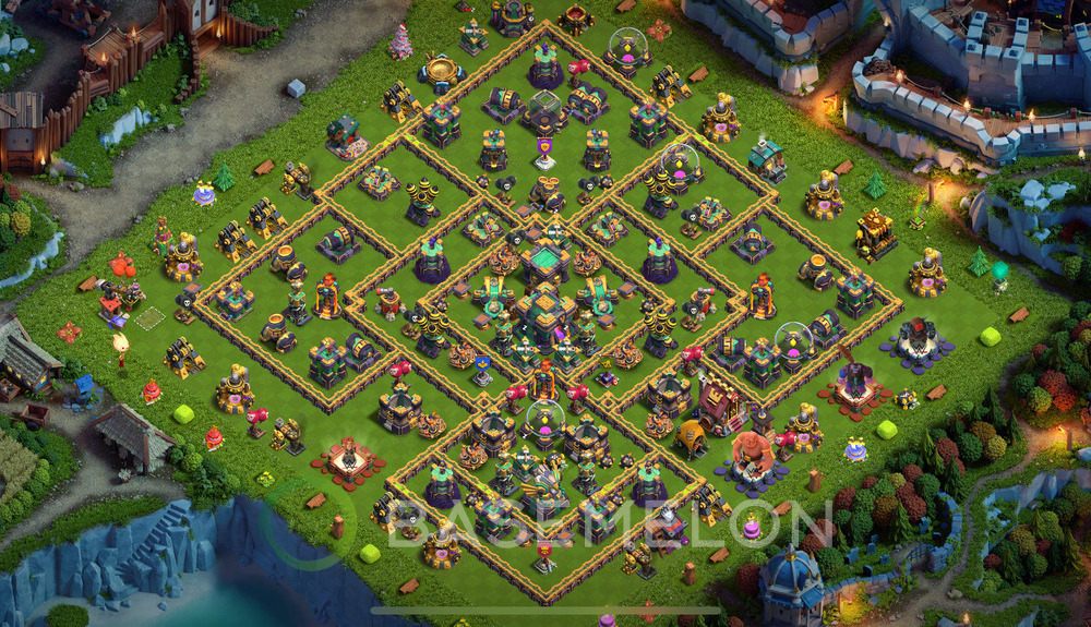 Town Hall Level 14 Trophy/Defense Base Design 2025, Anti 2 Stars, Layout #1791