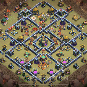 Rathaus Level 14 Krieg Base, Anti 3 Sterne, Anti Alles, Layout #18