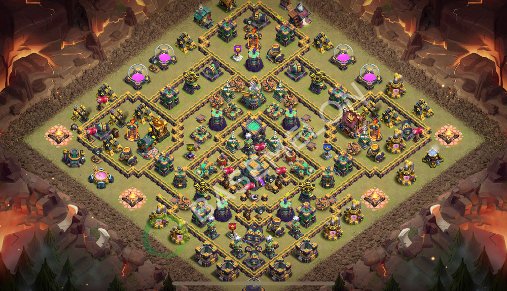 Town Hall Level 14 War Base Design 2026, Anti 2 Stars, Legend League, Layout #1824