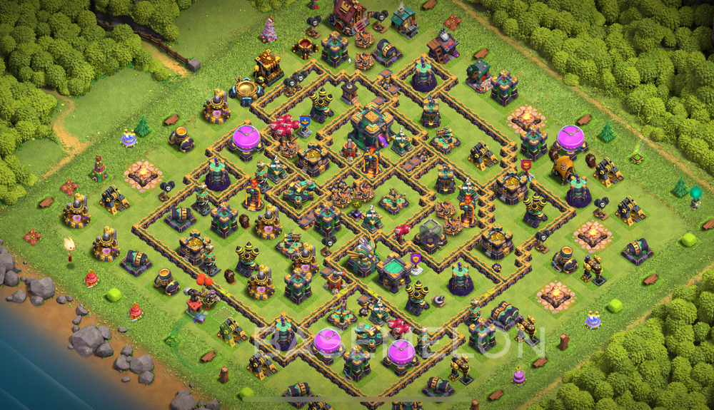 Town Hall Level 14 Trophy/Defense Base Design 2025, Anti Everything, Layout #1845
