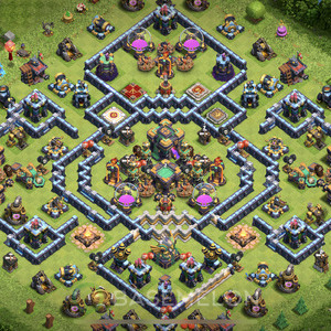 Rathaus Level 14 Verteidigung Base 2025, Anti 3 Sterne, Hybrid, Layout #2046