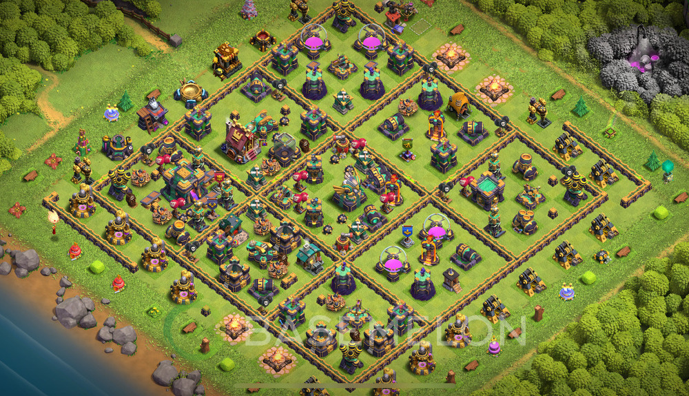 Town Hall Level 14 Trophy/Defense Base Design 2025, Anti 3 Stars, Hybrid, Layout #2058