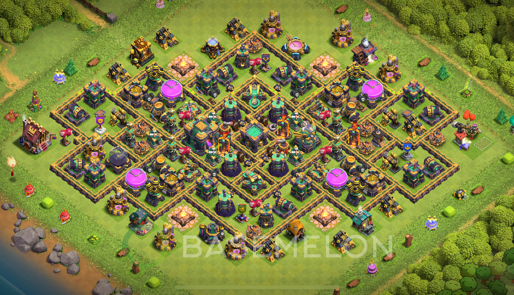 Rathaus Level 14 Verteidigung Base 2025, Hybrid, Layout #2101