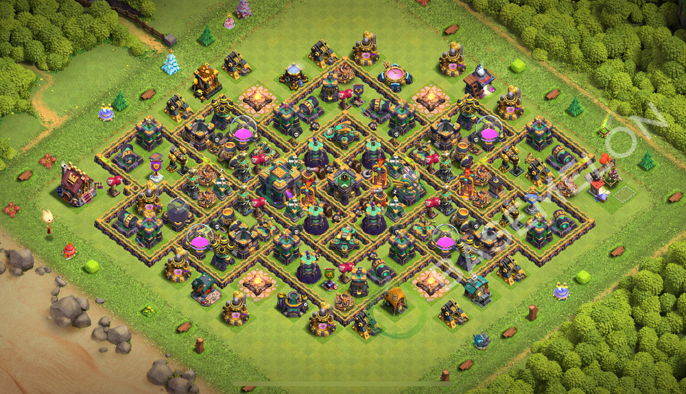 Town Hall Level 14 Trophy/Defense Base Design 2026, Hybrid, Layout #2101