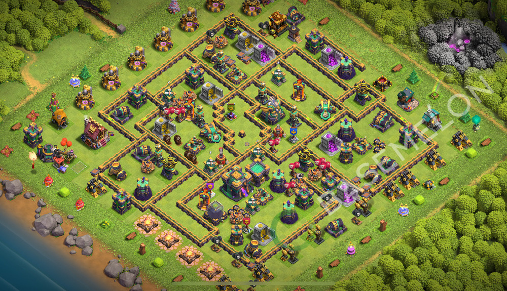 Town Hall Level 14 Trophy/Defense Base Design 2025, Anti 3 Stars, Layout #2242
