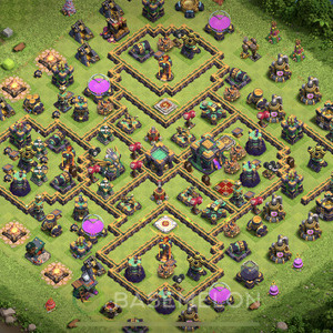 Town Hall Level 14 Trophy/Defense Base Design, Anti 2 Stars, Anti Air, Layout #225