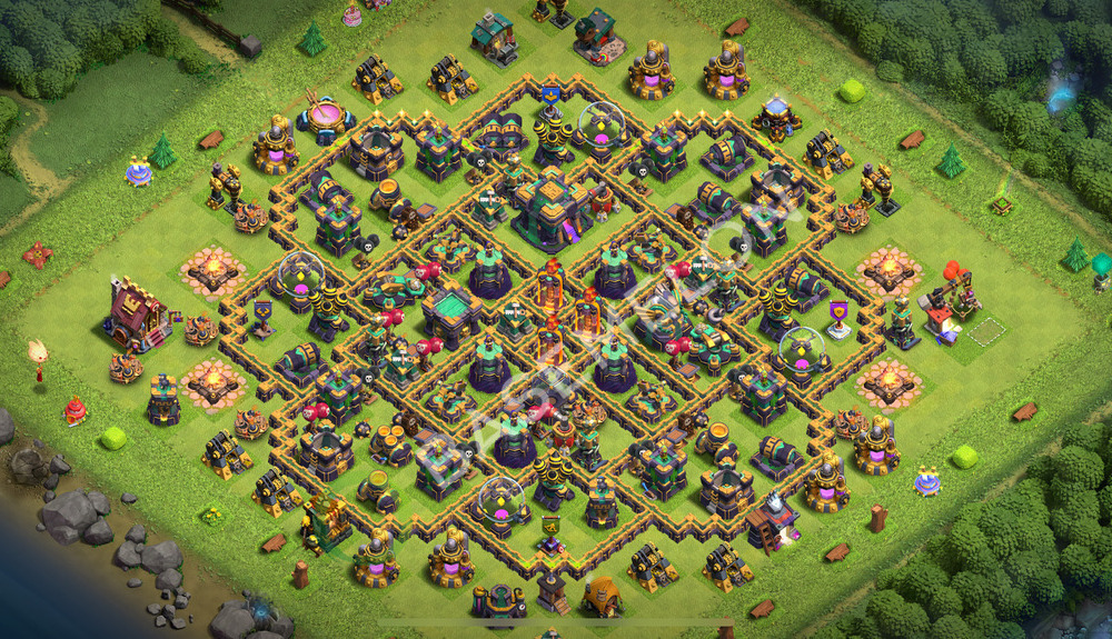 Rathaus Level 14 Verteidigung Base 2025, Anti Alles, Hybrid, Layout #2317