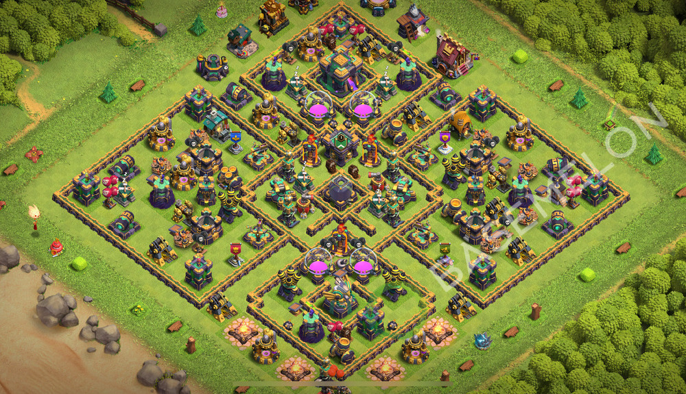 Aldea del Ayuntamiento Nivel 14 para Farming, Anti Aéreo, Híbrido Diseño 2026, #2415