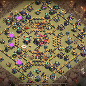 Town Hall Level 14 War Base Design, Anti 3 Stars, Hybrid, Layout #276
