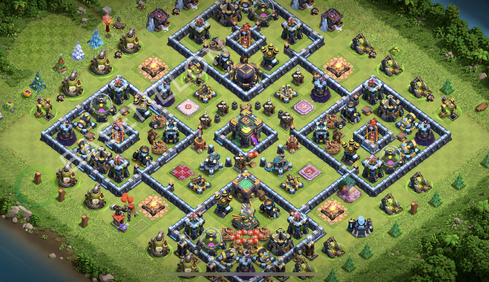 Aldea del Ayuntamiento Nivel 14 para Defensa, Anti 2 Estrellas, Anti Aéreo Diseño 2026, #2847