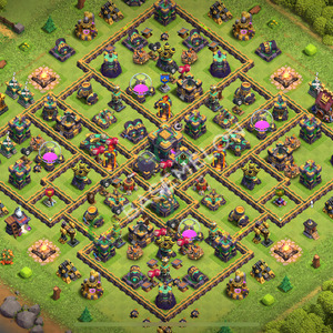 Town Hall Level 14 Trophy/Defense Base Design 2026, Anti 3 Stars, Hybrid, Layout #3164