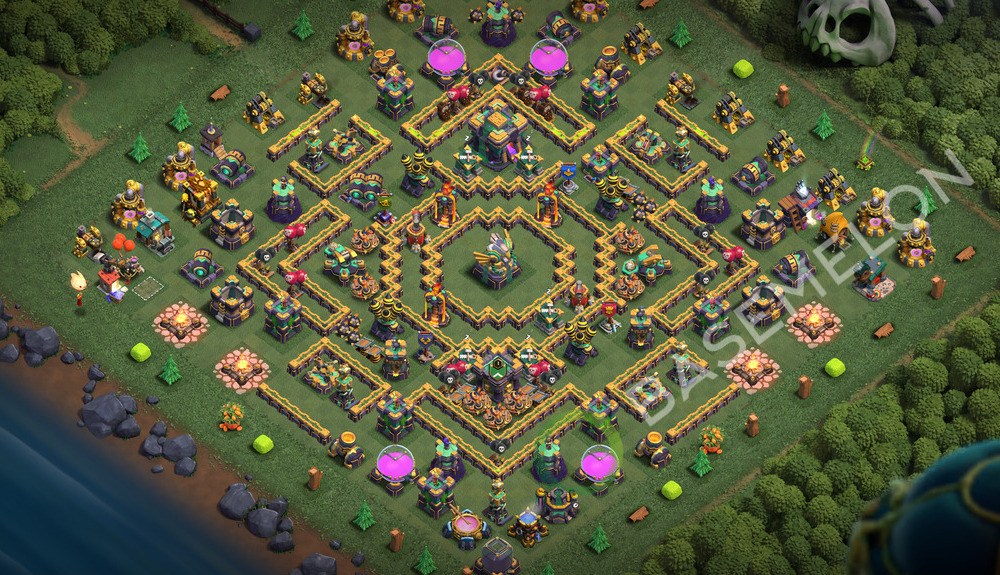 Town Hall Level 14 Trophy/Defense Base Design 2026, Anti 3 Stars, Layout #3331