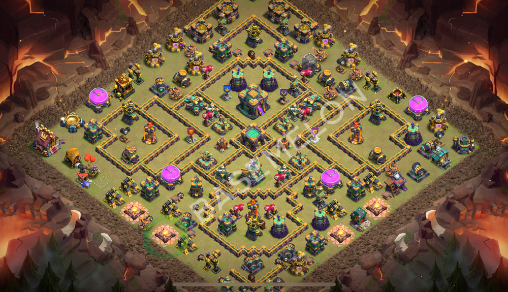 Town Hall Level 14 War Base Design 2026, Anti 3 Stars, Layout #3338