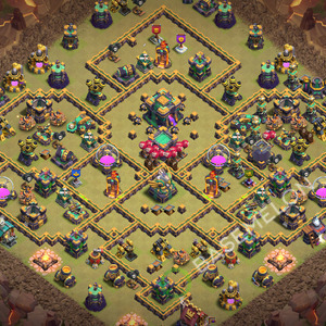 Town Hall Level 14 War Base Design 2026, Anti 3 Stars, Hybrid, Layout #3496