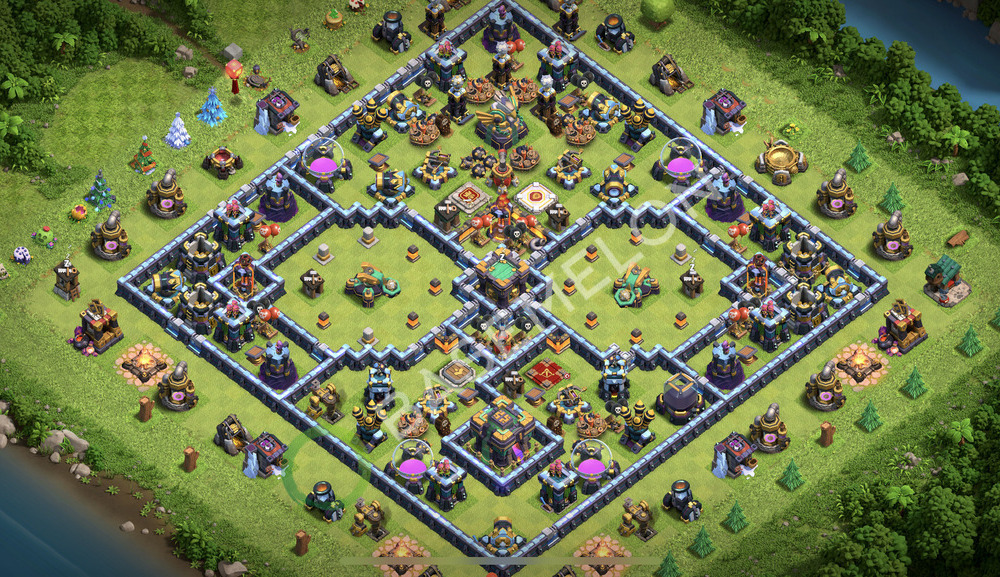 Town Hall Level 14 Trophy/Defense Base Design 2026, Hybrid, Anti Air, Layout #3499