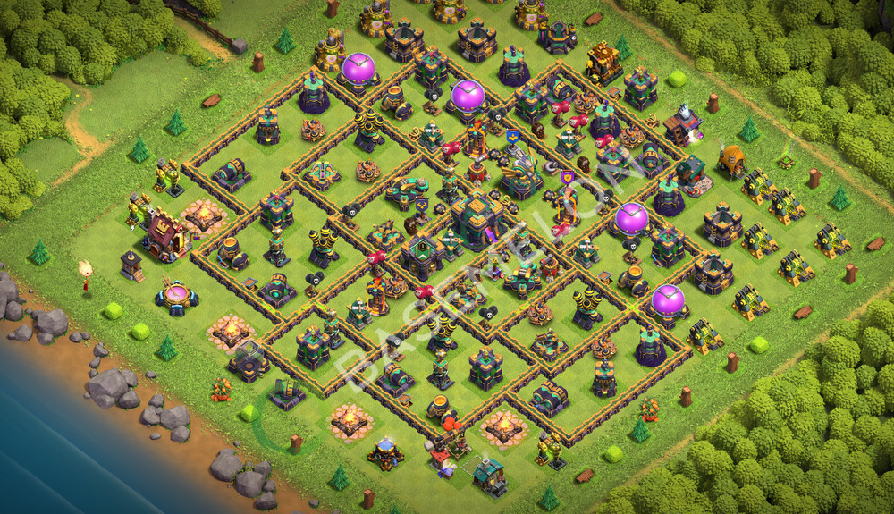 Town Hall Level 14 Trophy/Defense Base Design 2026, Anti 3 Stars, Anti Everything, Layout #3568