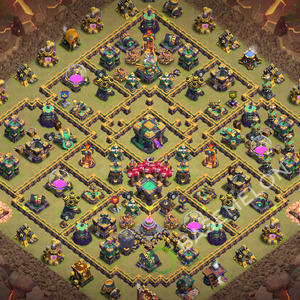 Town Hall Level 14 War Base Design 2026, Anti 2 Stars, Hybrid, Layout #3843