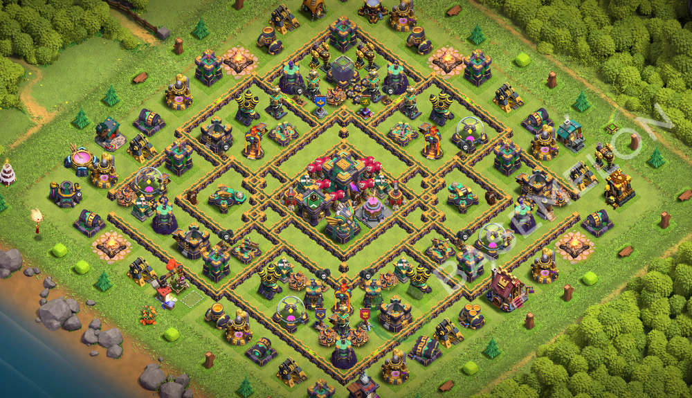 Town Hall Level 14 Trophy/Defense Base Design 2026, Anti 2 Stars, Layout #3847